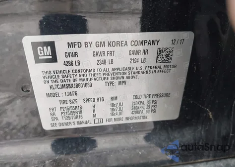 2018 Chevrolet Trax Premier from USA, damaged, VIN KL7CJMSBXJB601080